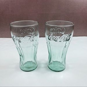Coca Cola Green Glass Cups Set of 2